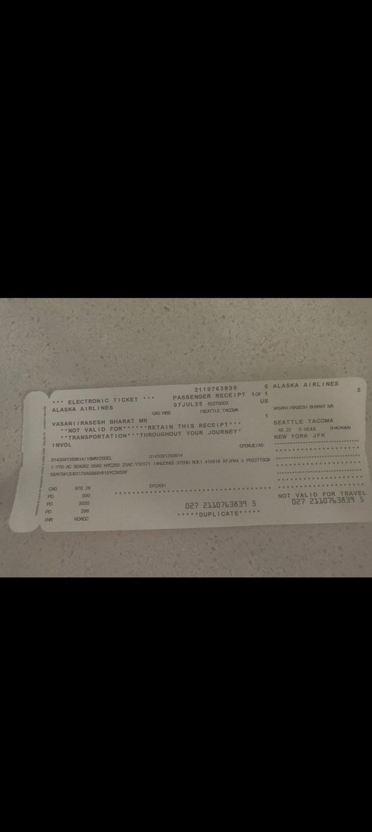 Rasesh2803's tweet photo. @AlaskaAir Can you update on my refund from for travel from Seattle to JFK as I was promised a refund and had to book another airline to reach new York it's been more than 7 days and still no sign of my refund?? 
Attaching refund receipt for your reference.
970 cad is my refund https://t.co/Zcnsh215on