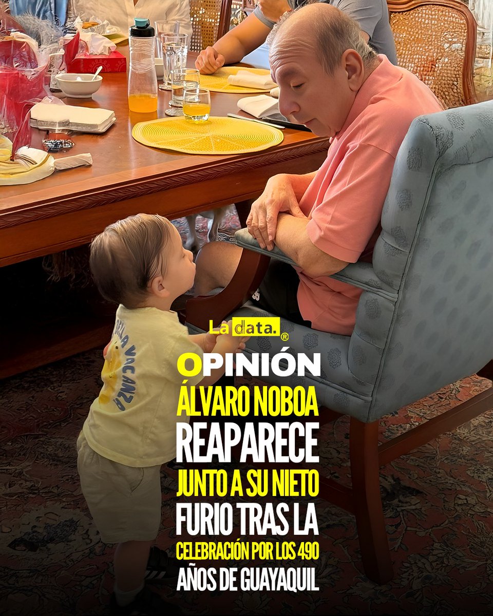 ladataecu's tweet image. #Opinión Álvaro Noboa reaparece junto a su nieto Furio tras la celebración por los 490 años de Guayaquil.
Una imagen que salió a la luz hoy ha conmovido a los ecuatorianos: Álvaro Noboa, uno de los empresarios más influyentes del país, reapareció acompañado de su nieto Furio…