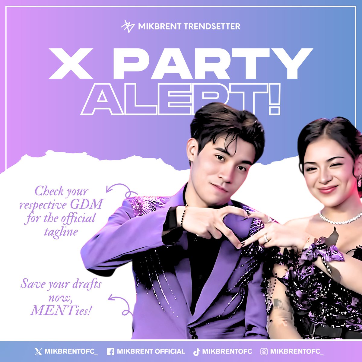 mikbrent_trends's tweet image. TRENDING PARTY ALERT‼️
🗓 : July 27, 2025 (SUNDAY)
🕗 : 2:00 PM and 8:00 PM
Please check GDM or message us for the tagline!🩵💜 Save drafts, Everyone!✨
Thank you & have a nice day!
#MikBrent #BreKa