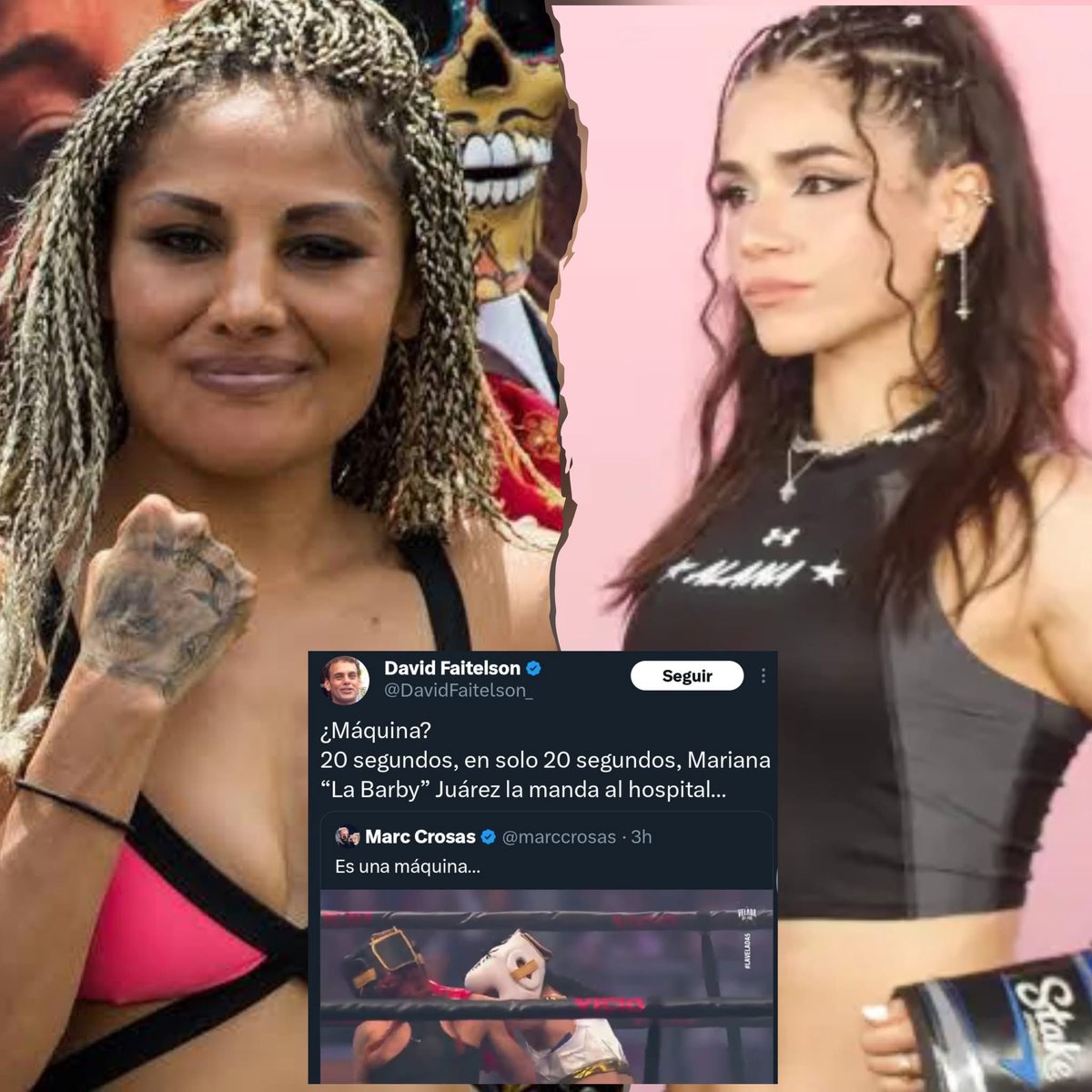 EditorMzt's tweet image. FAITELSON ya está organizando la Velada del Año 6 😳💥
Después de que #Alana le dio clases a Arigeli, Faitelson no perdió tiempo en burlarse de la mexicana: “Se disfraza de boxeadora”, dijo, y aseguró que la Barbie Juárez la manda al hospital en 20 segundos.
🙄
#Faitelson