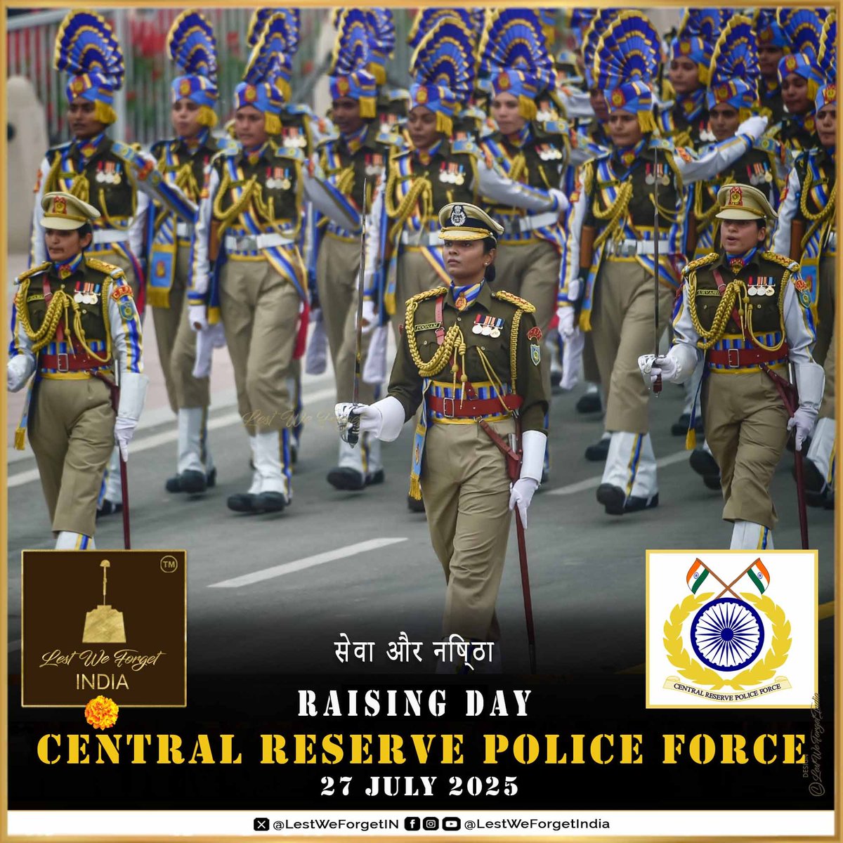 LestWeForgetIN's tweet image. Greetings to the entire @crpfindia family on the 87th #CRPF Raising Day today     

Raised #OnThisDay 27 July in 1939, #LestWeForgetIndia🇮🇳 the valour, unparalleled service and supreme sacrifice of Central Reserve Police Force #IndianBraves in service to the Nation.🏵️…
