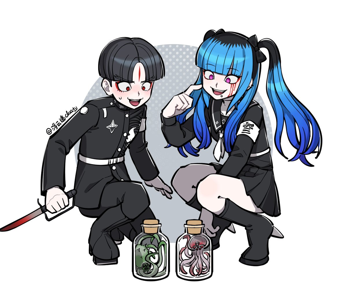 cloaty14605's tweet image. 不要乱捡垃叽，不要乱捡垃叽，不要乱捡垃叽，从你我做起。
丸子和饴宫捡垃叽的时候确实萌到我了……#hndr_FA