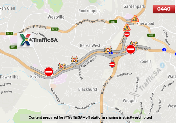 TrafficSA's tweet image. KZN - N3 Highway:  ROAD CLOSED for bridge removal works