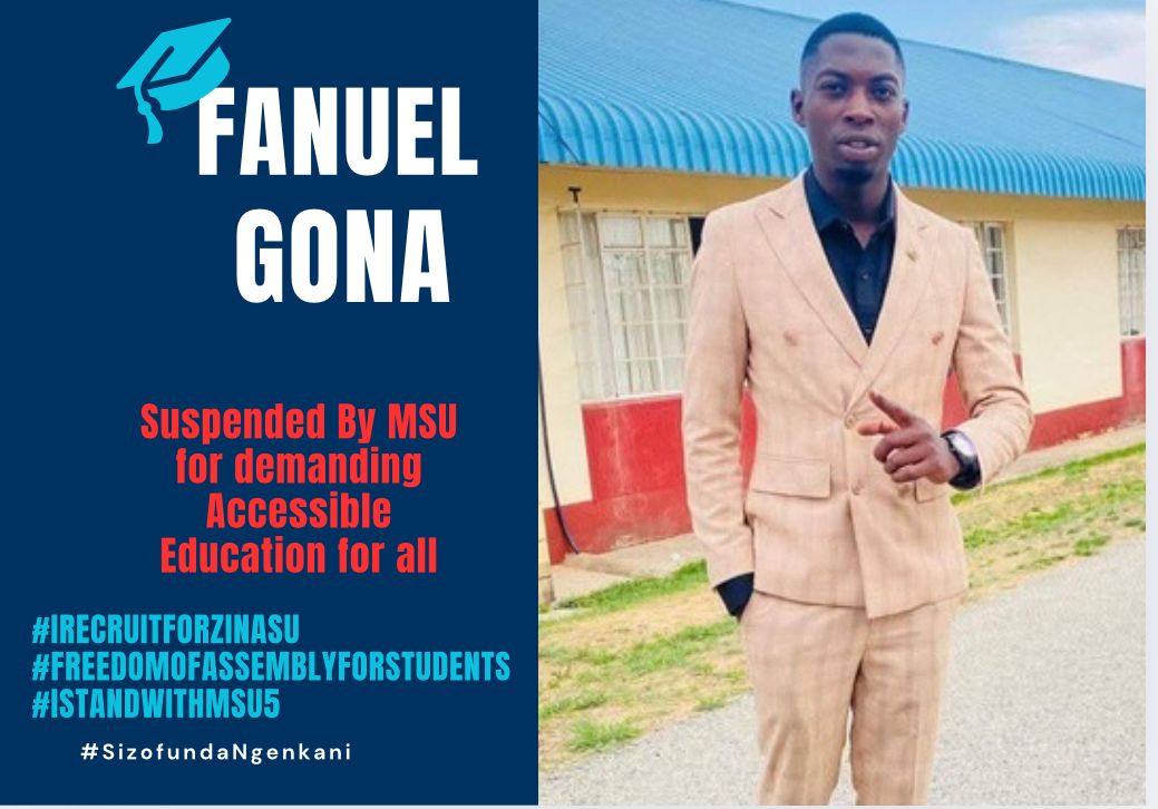 MoketsiNar5530's tweet photo. Meet our National Legal Secretary
Fanuel Gona currently under suspension for wearing a ZINASU t shirt and recruiting for ZINASU at @MidlandsState
#FreedomofassemblyforStudents
#IstandwithMSU5
#IRecruiforZINASU
#academicfreedom https://t.co/cuBcJA0u73