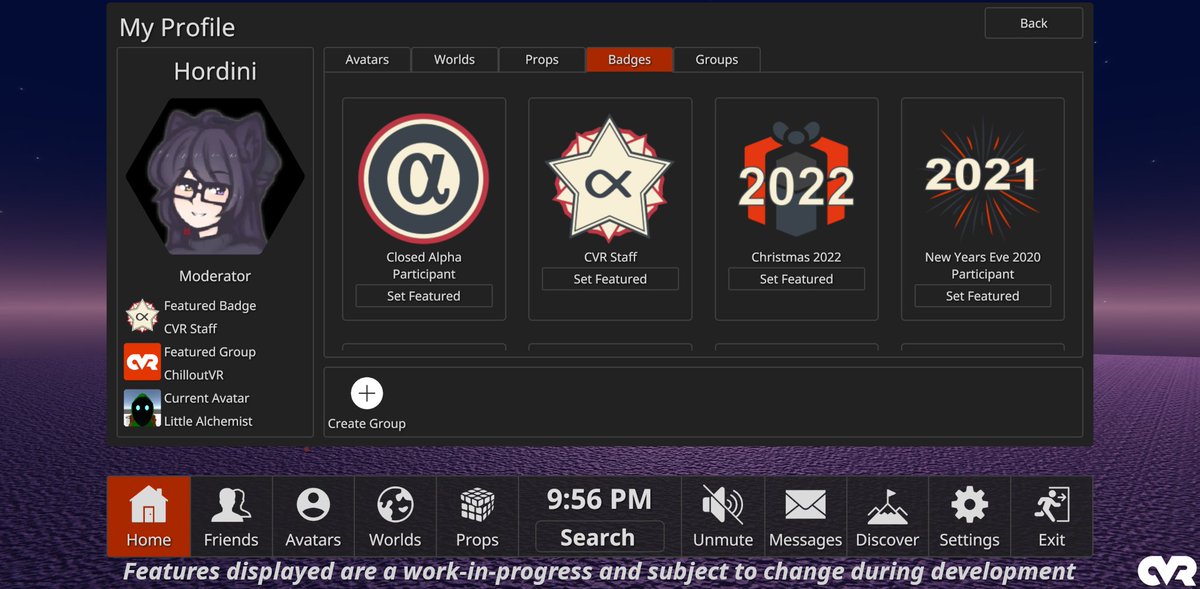Did you know that we regularly drop Nightly builds to text new experimental features?

Well we just release a major one, previewing some highly anticipated features such as Groups, a new Keyboard, User Notes, Badge view, and much more!

Join for more info: discord.gg/ChilloutVR