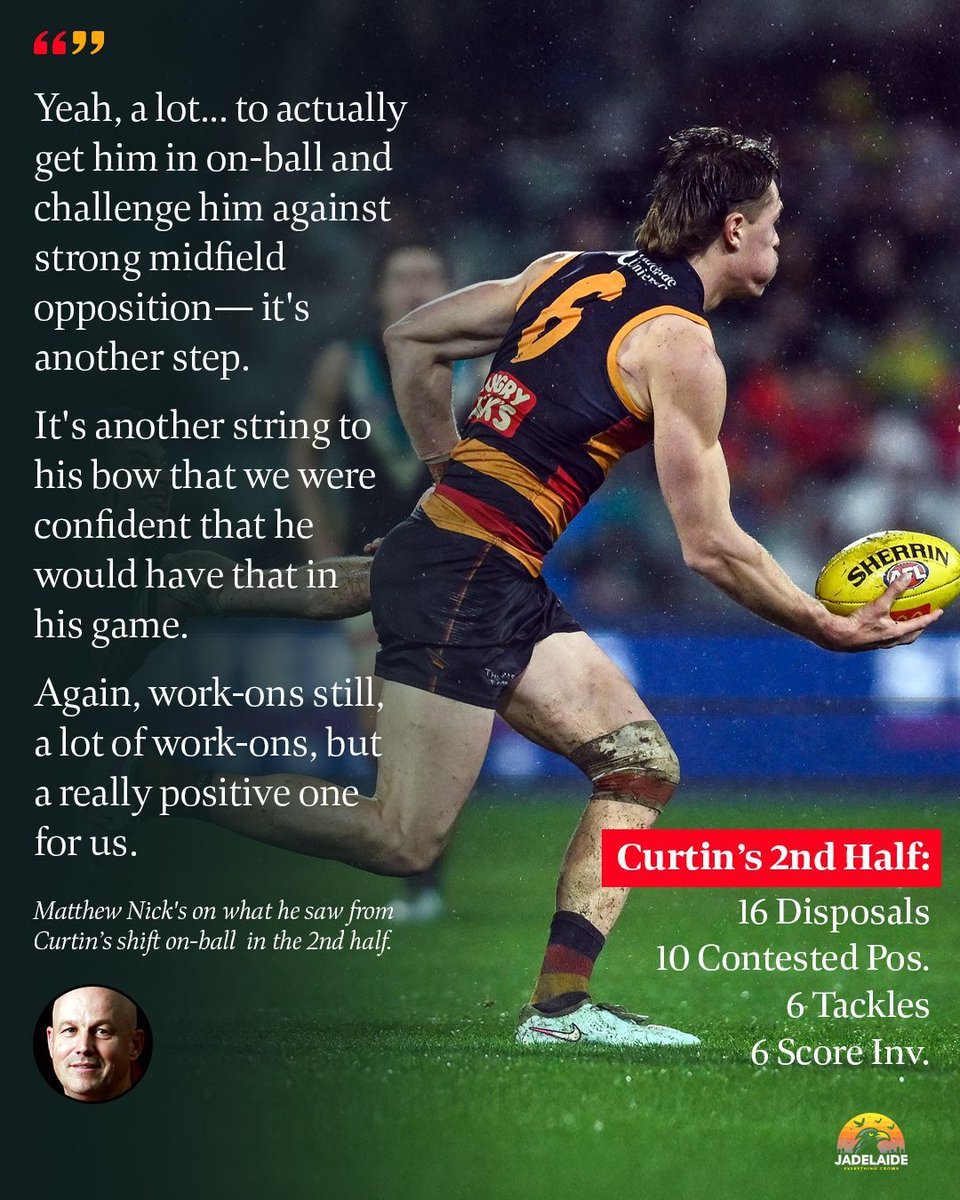 JADelaideX's tweet image. 🗣️ Matthew Nicks on what he saw from Curtin&apos;s second-half shift on-ball.

💭 Do you agree with Nicksy?
