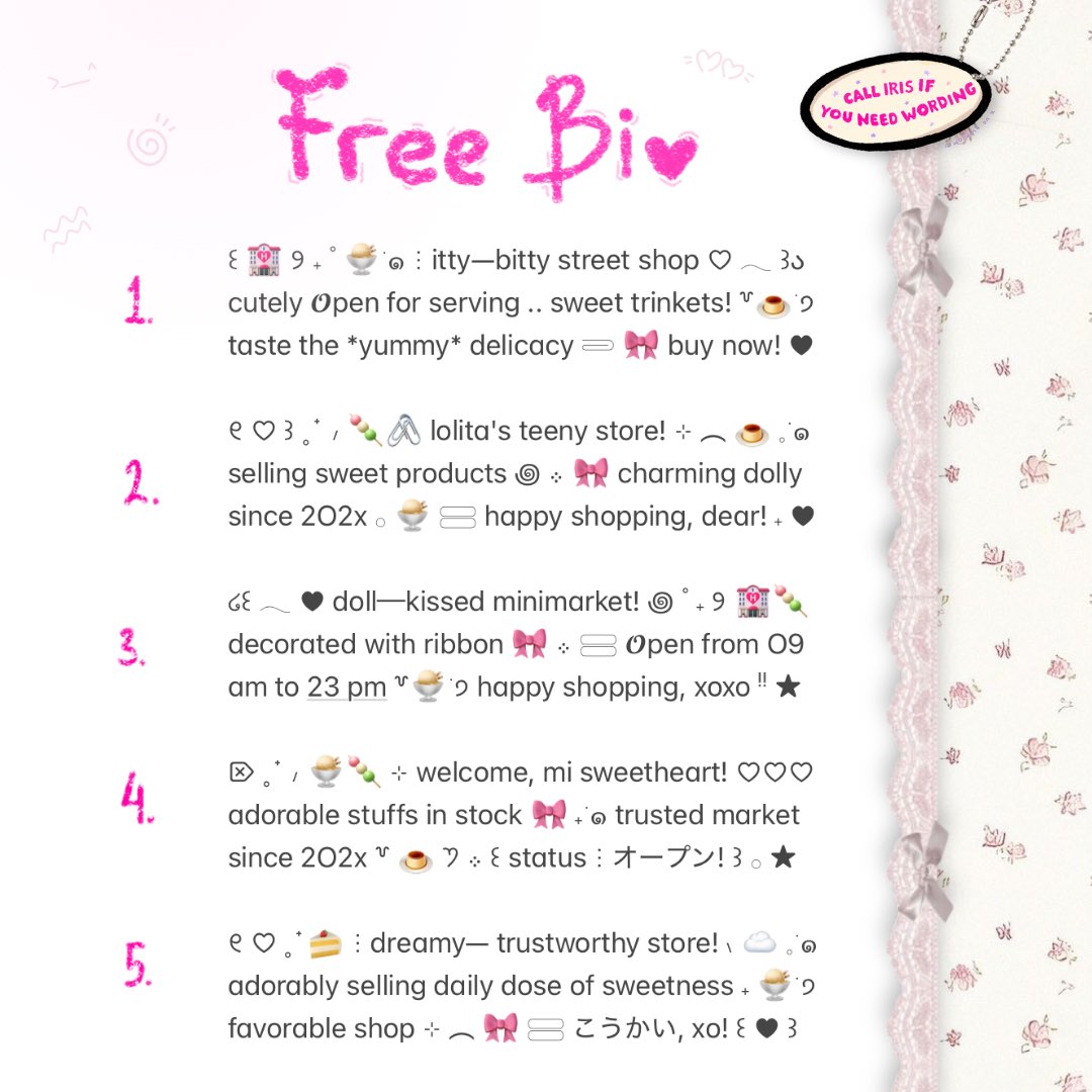 wordinh's tweet image. ⠀
⠀⠀⠀⠀𓏵 📞  help repost?  ⊹ 🍡 𓊇ྀི

⠀🎀  ..  GIVEAWAY ALERT  ♥︎____!%

'mlo, tman—tmun!  ✉️  ada 7 FREE bio wording dari kakak anon gemas yang bisa kamu bawa pulang  ..  ♡  cek tweet selanjutnya untuk rules yaa!  🍨  ayo ikutan, sweetlings!  🍮

t. #zonauang #zonaba