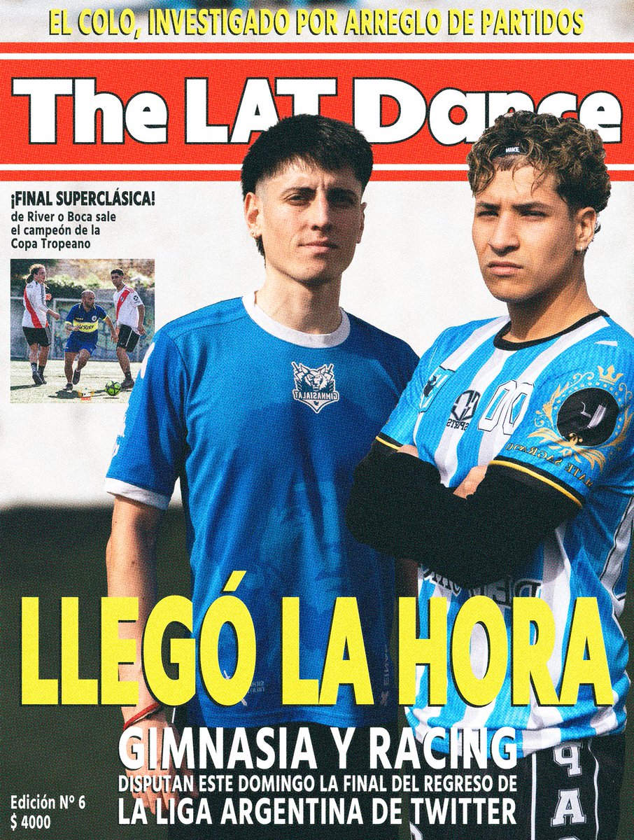 LAT - π³πππ π¨ππππππππ π»ππππππ (@lat_arg) on Twitter photo LLEGΓ LA HORA.
Hoy, <a href="/GimnasiaLat/">GimnasiaLAT βοΈ</a> y <a href="/RacingClubLAT/">Racing Club LAT</a> definen al campeΓ³n de la Liga Argentina de Twitter.
AdemΓ‘s, <a href="/BocaJuniorsLAT/">BOCA LAT β</a> y <a href="/riverplatelat/">River LAT</a> se enfrentan para definir al ganador de la Copa Tropeano.
Β‘Nos vemos en PalaΓ‘! π€ LLEGΓ LA HORA.
Hoy, <a href="/GimnasiaLat/">GimnasiaLAT βοΈ</a> y <a href="/RacingClubLAT/">Racing Club LAT</a> definen al campeΓ³n de la Liga Argentina de Twitter.
AdemΓ‘s, <a href="/BocaJuniorsLAT/">BOCA LAT β</a> y <a href="/riverplatelat/">River LAT</a> se enfrentan para definir al ganador de la Copa Tropeano.
Β‘Nos vemos en PalaΓ‘! π€
