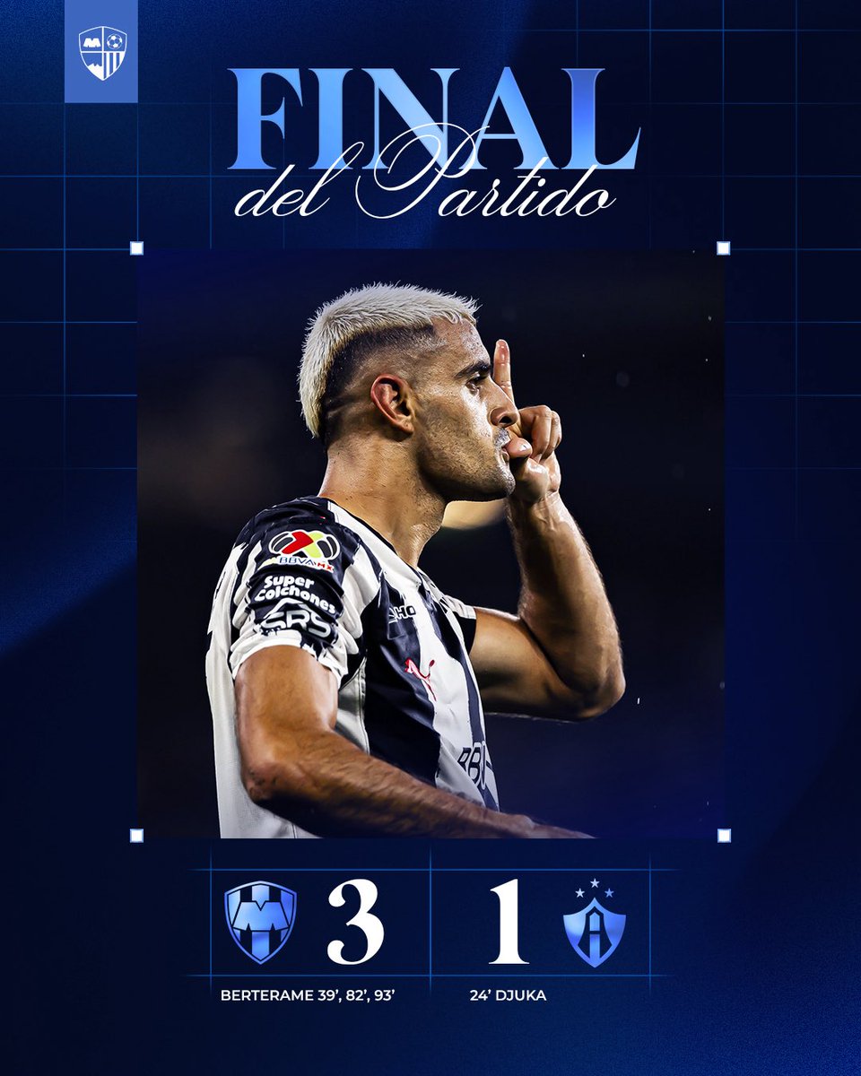 dlptlv's tweet photo. 90’ MTY 3-1 ATL | ¡SE ACABÓ! ¡GANÓ EL MONTERREY! Rayados vence al Atlas con un HAT-TRICK de Germán Berterame. ¡¡¡ARRIBA EL MONTERREY!!! 💙 https://t.co/xm8ytJQi6Z