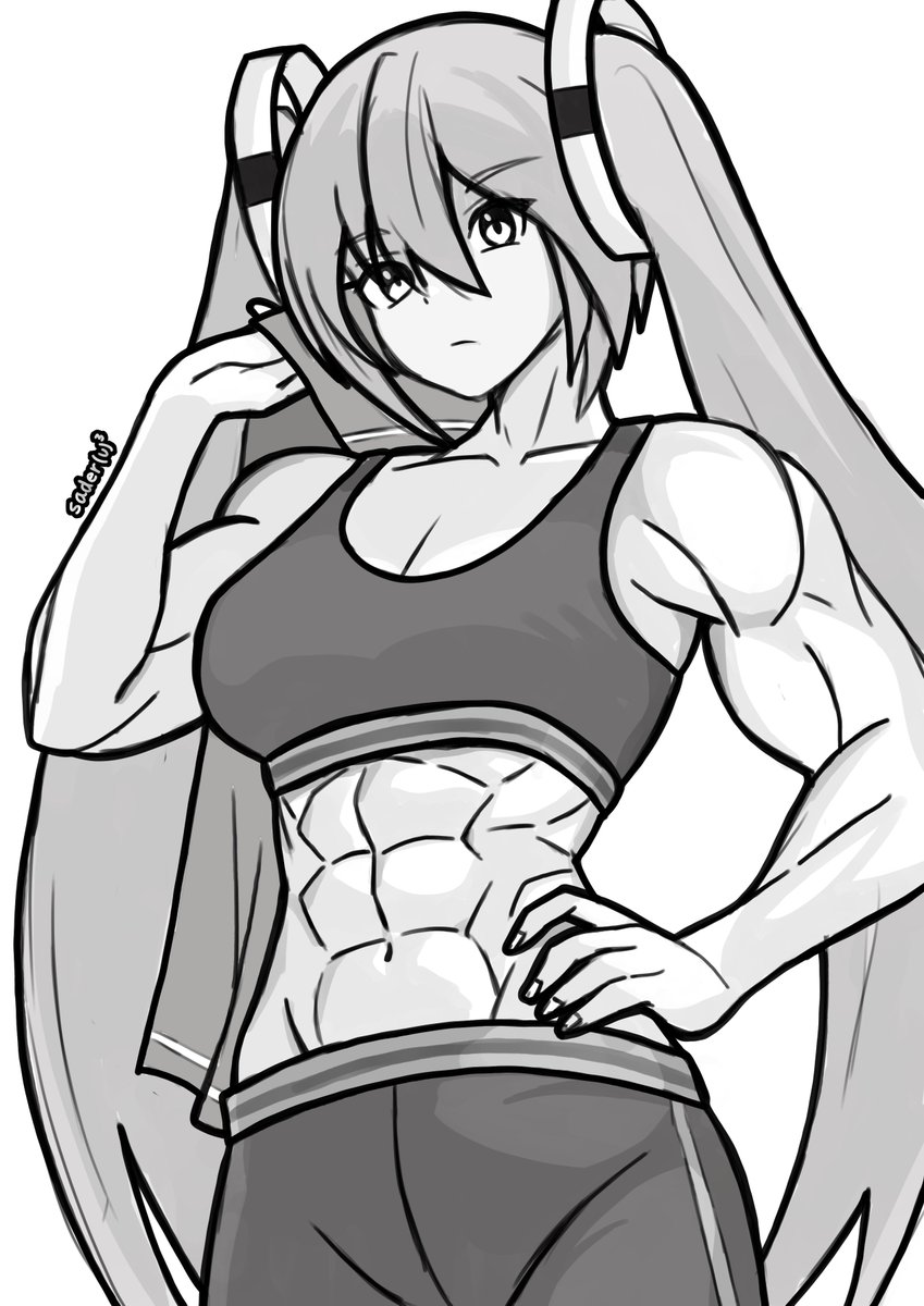 saderuuu's tweet image. miku after fit boxing...
