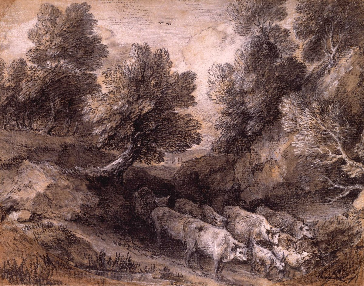 t_gainsborough's tweet image. Wooded Landscape with Cattle and Goats wikiart.org/en/thomas-gain…