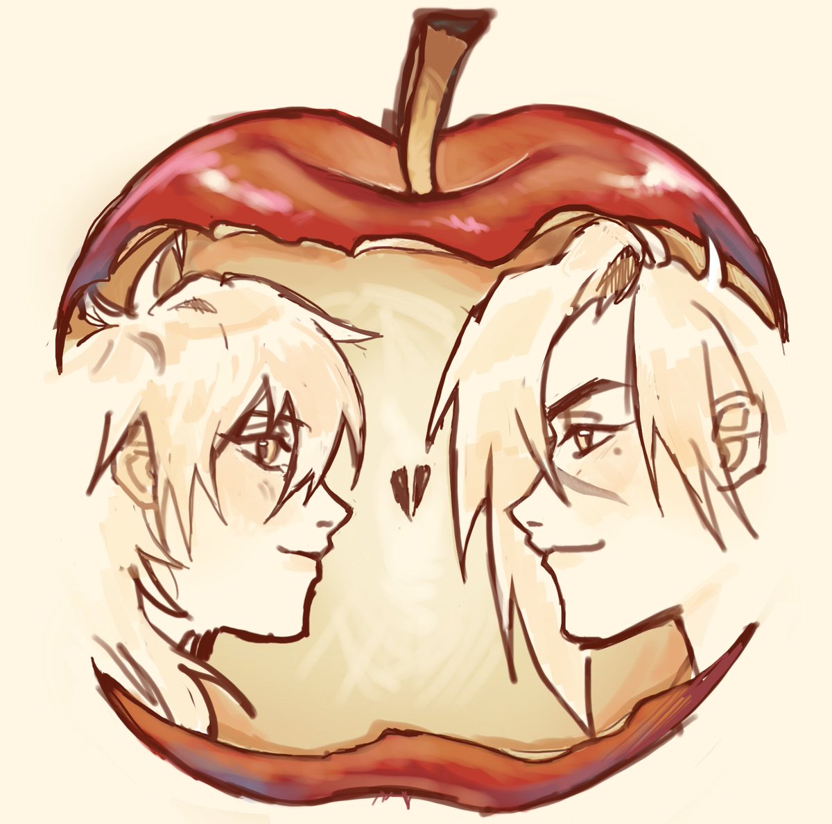 mewmew2500's tweet image. Apple trend with Aoba n koujaku 🍎 
#dmmd