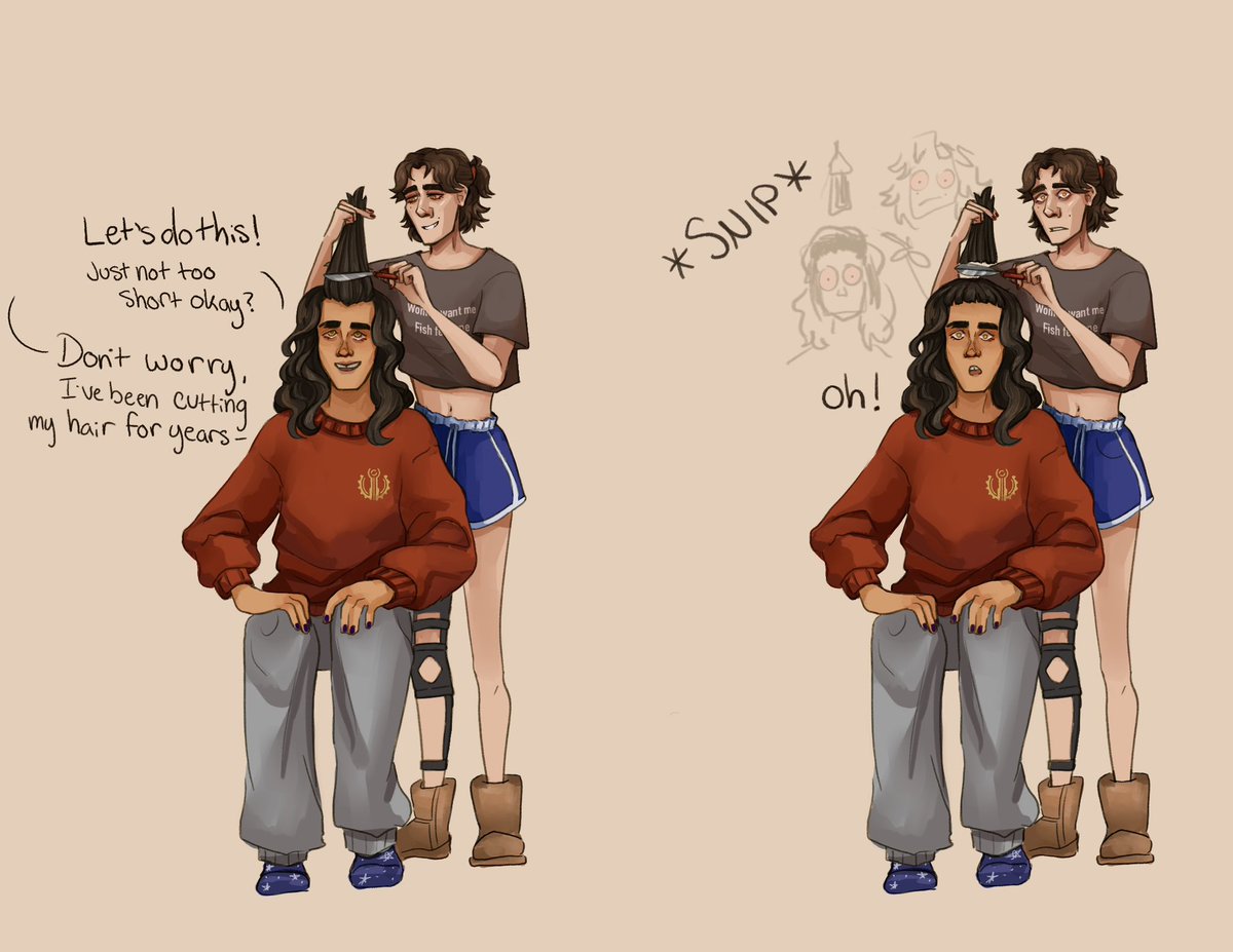 milliyawn's tweet image. late night crisis bangs (gone wrong?!)
#Yurijayvikweek #arcane