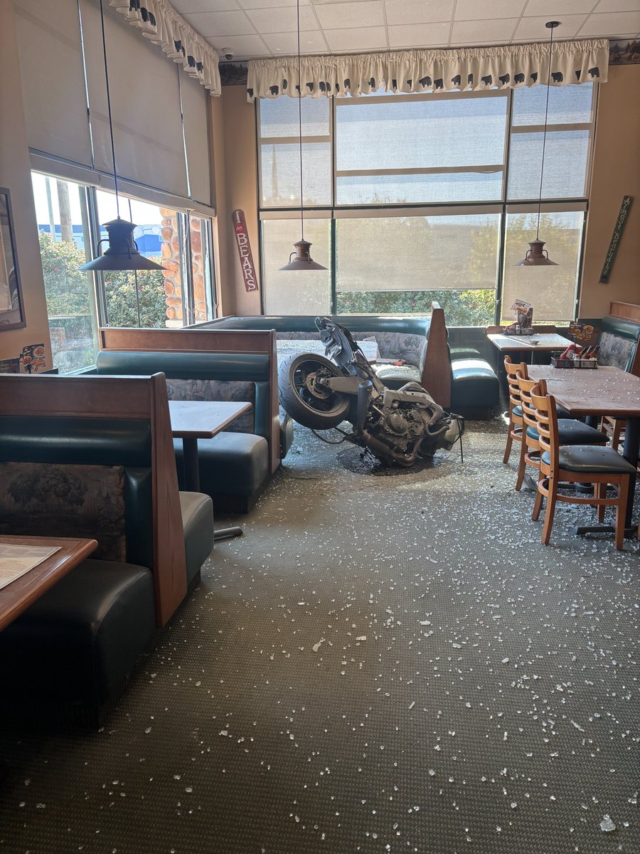 KSL5TV's tweet image. JUST IN: A motorcycle crashed through the window of a Draper business on Saturday after an accident with another vehicle, police said.
READ: ksltv.com/?p=801441