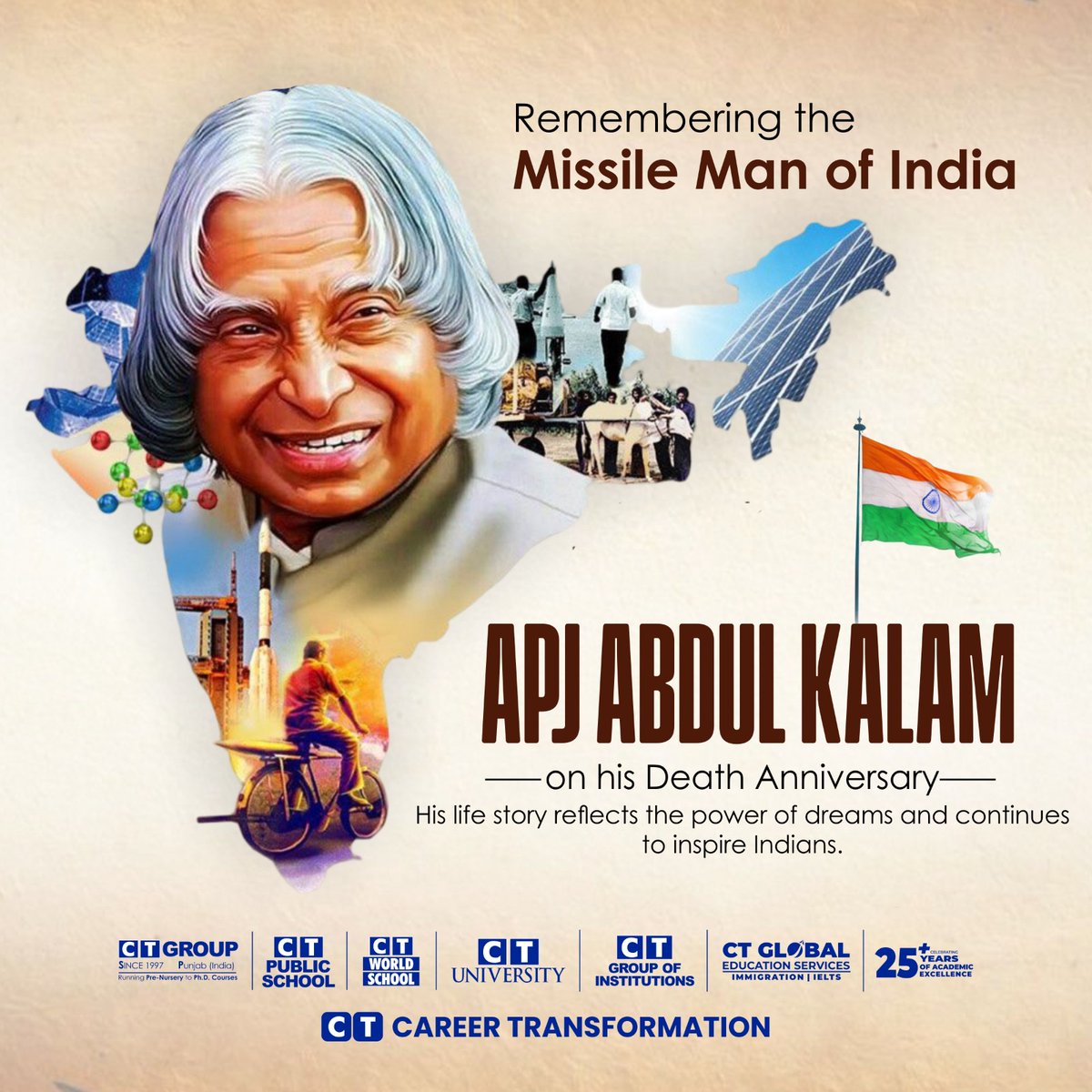 Remembering Dr. APJ Abdul Kalam — The Missile Man of India 🇮🇳

On his death anniversary, we honour a visionary, a teacher, and a true patriot whose life continues to ignite minds and inspire millions.