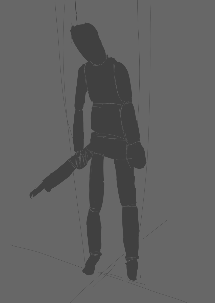 th3_unfeeling's tweet image. // trying to find a pose to put john's puppet distortion in this is just a rough doodle of his body im adjusting with before actually drawing him