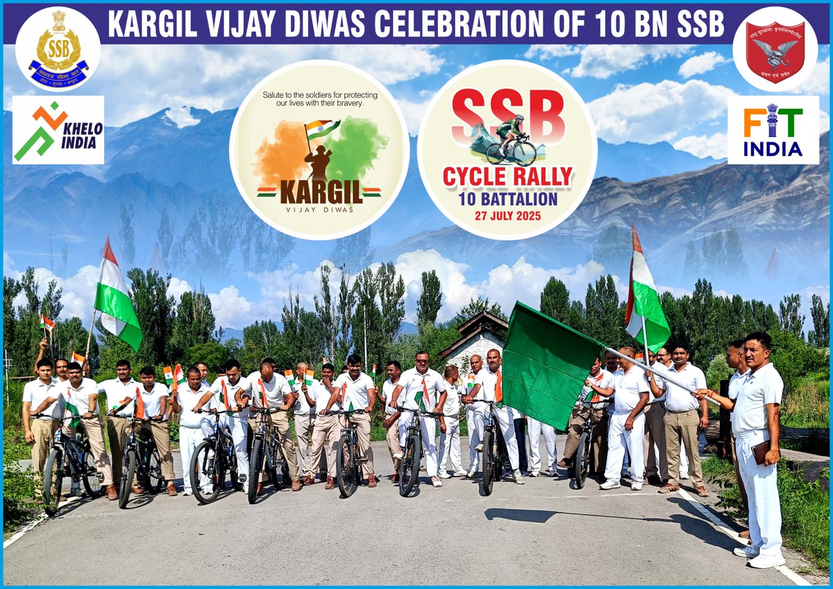 10 Bn SSB (@10bnssb_india) on Twitter photo <a href="/10BnSSB_INDIA/">10 Bn SSB</a> #Srinagar ने #KheloIndia योजना के <a href="/FitIndiaOff/">Fit India Movement</a> अभियान के तहत #CycleRally का आयोजन किया, विजय दिवस की स्मृति में देश के वीर सैनिकों के अद्वितीय योगदान को श्रद्धा-पूर्वक नमन करने हेतु समर्पित थी। #FightObesity
<a href="/YASMinistry/">YAS Ministry</a> <a href="/SSB_INDIA/">Sashastra Seema Bal</a>
<a href="/DSDadwal124885/">DS Dadwal</a>
<a href="/Brijesh0787/">Brijesh Upadhyay🇮🇳</a> #SSB <a href="/10BnSSB_INDIA/">10 Bn SSB</a> #Srinagar ने #KheloIndia योजना के <a href="/FitIndiaOff/">Fit India Movement</a> अभियान के तहत #CycleRally का आयोजन किया, विजय दिवस की स्मृति में देश के वीर सैनिकों के अद्वितीय योगदान को श्रद्धा-पूर्वक नमन करने हेतु समर्पित थी। #FightObesity
<a href="/YASMinistry/">YAS Ministry</a> <a href="/SSB_INDIA/">Sashastra Seema Bal</a>
<a href="/DSDadwal124885/">DS Dadwal</a>
<a href="/Brijesh0787/">Brijesh Upadhyay🇮🇳</a> #SSB