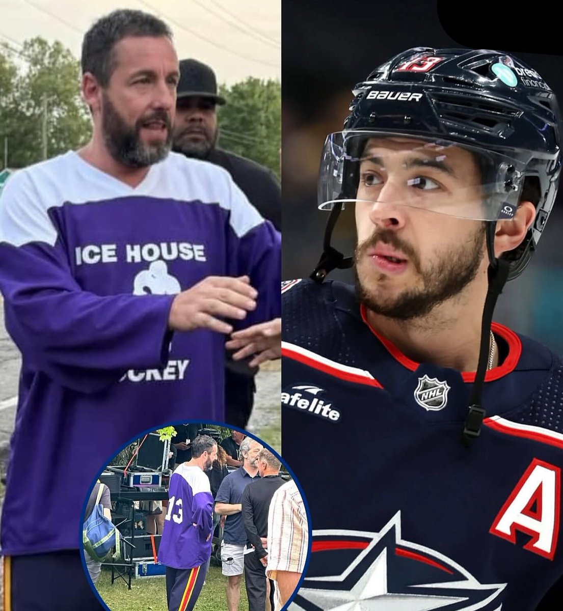 A thoughtful touch in a short scene in the #HappyGilmore2 movie 💙💙

While filming scenes in New Jersey, Adam Sandler wore an Ice House Hockey jersey featuring the number 13 — a quiet but meaningful nod to Johnny Gaudreau, who also wore #13 and hails from the Garden State.