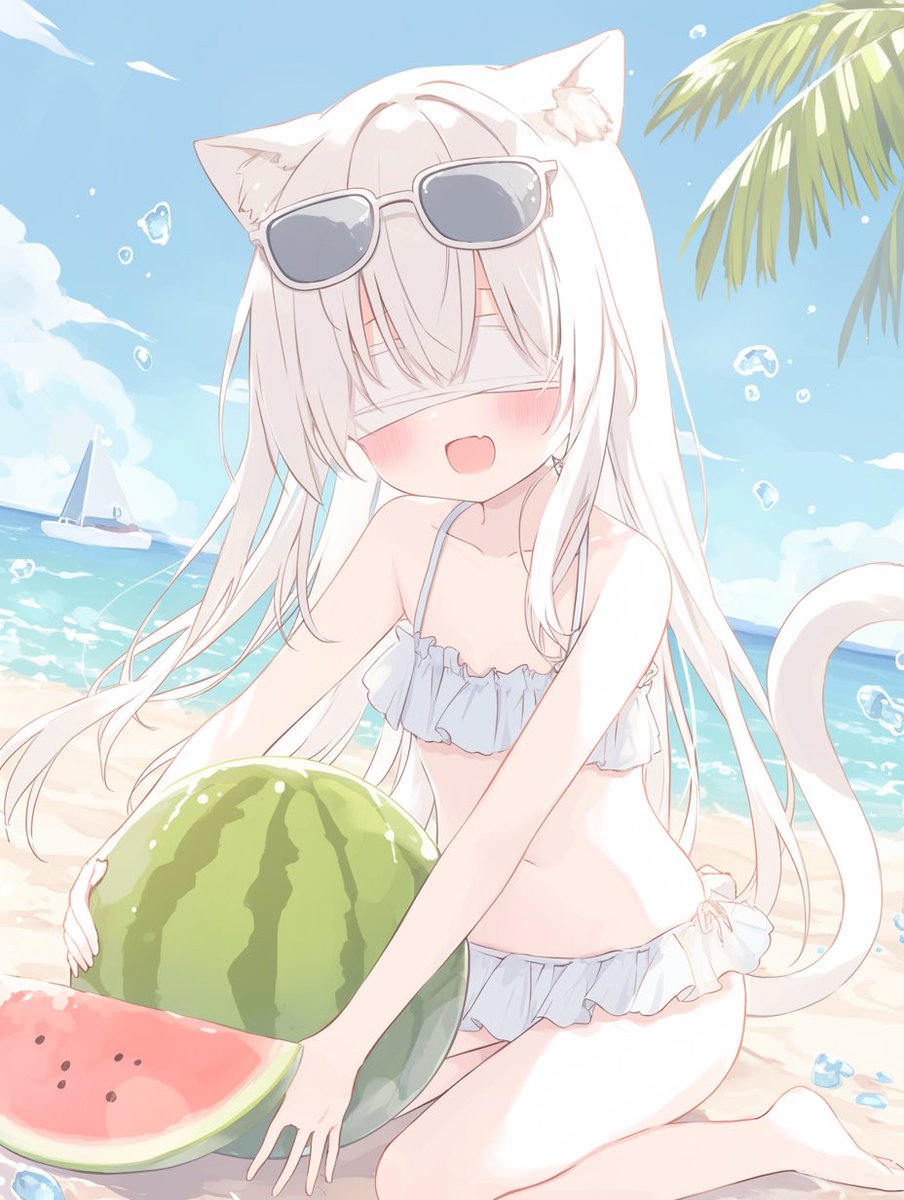 ComikeMaster's tweet image. お昼ですにゃー。今日はスイカの日にゃー🍉スイカ割りはねこぱんちで粉々にしてやるのにゃー🐈✨