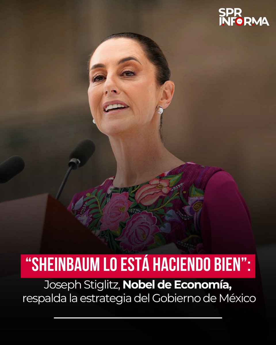 SPR Informa (@sprinforma) on Twitter photo #Nacional | #Economía
Joseph Stiglitz, Nobel de Economía, reconoció la estrategia del Gobierno de #México, encabezado por la presidenta Claudia Sheinbaum (<a href="/Claudiashein/">Claudia Sheinbaum Pardo</a>). El economista destacó su enfoque en fortalecer el mercado interno, apoyar a las PyMEs, generar empleo e #Nacional | #Economía
Joseph Stiglitz, Nobel de Economía, reconoció la estrategia del Gobierno de #México, encabezado por la presidenta Claudia Sheinbaum (<a href="/Claudiashein/">Claudia Sheinbaum Pardo</a>). El economista destacó su enfoque en fortalecer el mercado interno, apoyar a las PyMEs, generar empleo e