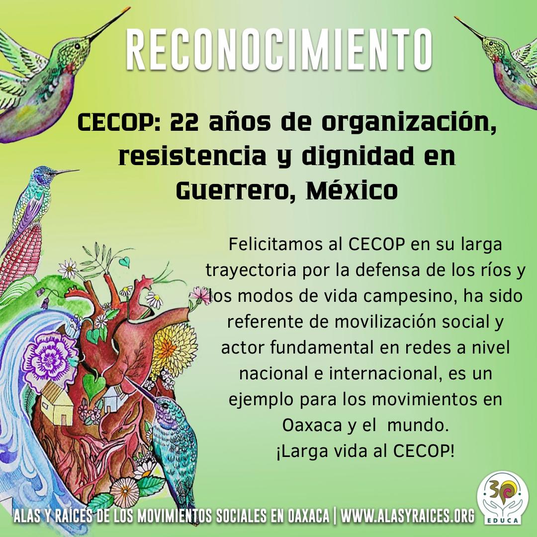 laminuta's tweet image. #Reconocimiento EDUCA felicita al Consejo de Ejidos y Comunidades Opositoras a La Parota (CECOP) por su larga trayectoria en defensa delos ríos y los modos de vida campesina.
El CECOP es un referente de movilización social en la construcción de redes.
¡Larga vida al CECOP!