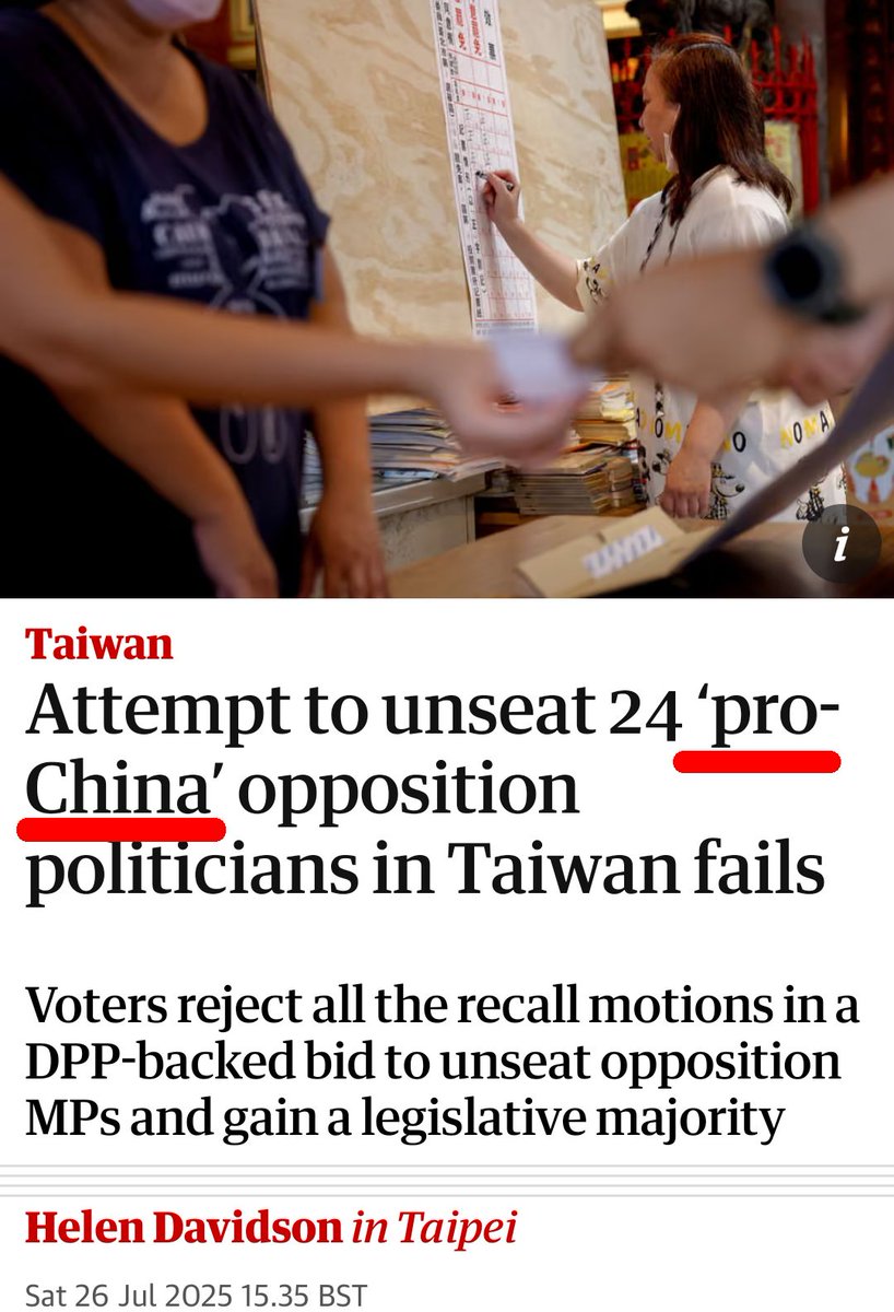 RossFeingold's tweet image. 雖然 #台灣 #大罷免大失敗,挺罷團體和 #民進黨 成功一件事,説服外媒以 #國民黨 是親中政黨為標題
#Taiwan: Voters here rejected pro-recall alliance accusation 24 @Kuomintang legislators are pro-China but did succeed in persuading intl media to describe KMT that way. Good job w/media!
