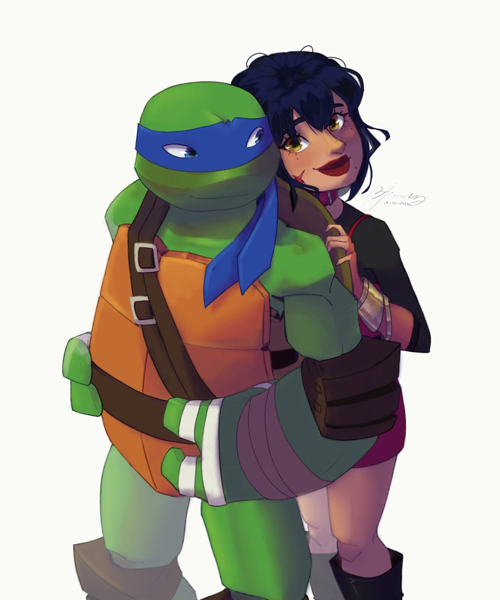 NicoHamato's tweet image. Yume fanchild check!
The ship / Their son. 💙🐢

We have a tiny mutant child &amp;lt;3 I wanted to show it here too. His name is Chris. 
All questions are welcome.

#TMNT2012 #sstwt #yumetwt #LeonardoTMNT
