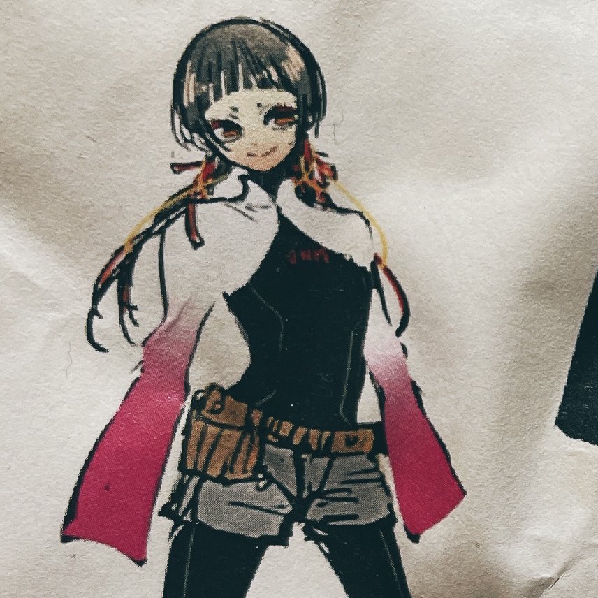 唐突に初期デザインのトーです
平たいリボンが編み込まれたおさげでした🎀