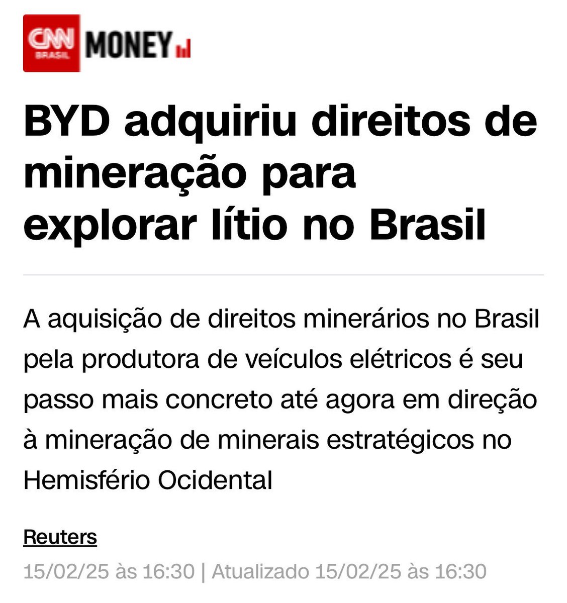 PrJopelim's tweet image. Lula Está Vendendo Minerais Raros para a Chinesa BYD.
Tem ninguém defendendo a soberania do Brasil, quando se trata de Venezuela e da China.
Obs. Chegou a SOBERANIA relativa.
HIPÓCRITAS.