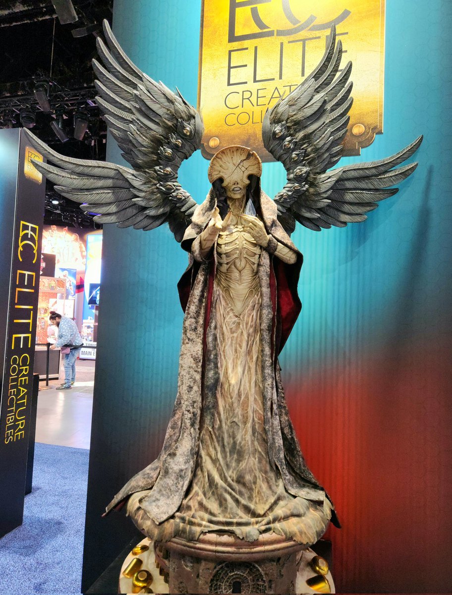 RJCrowtherJr's tweet image. I've been absent because I've been working 12 hours days at San Diego Comic Con. I'll be sharing a few highlights. Here's a beautiful sculpture of the Angel of Death from Guillermo del Toro's Hellboy.