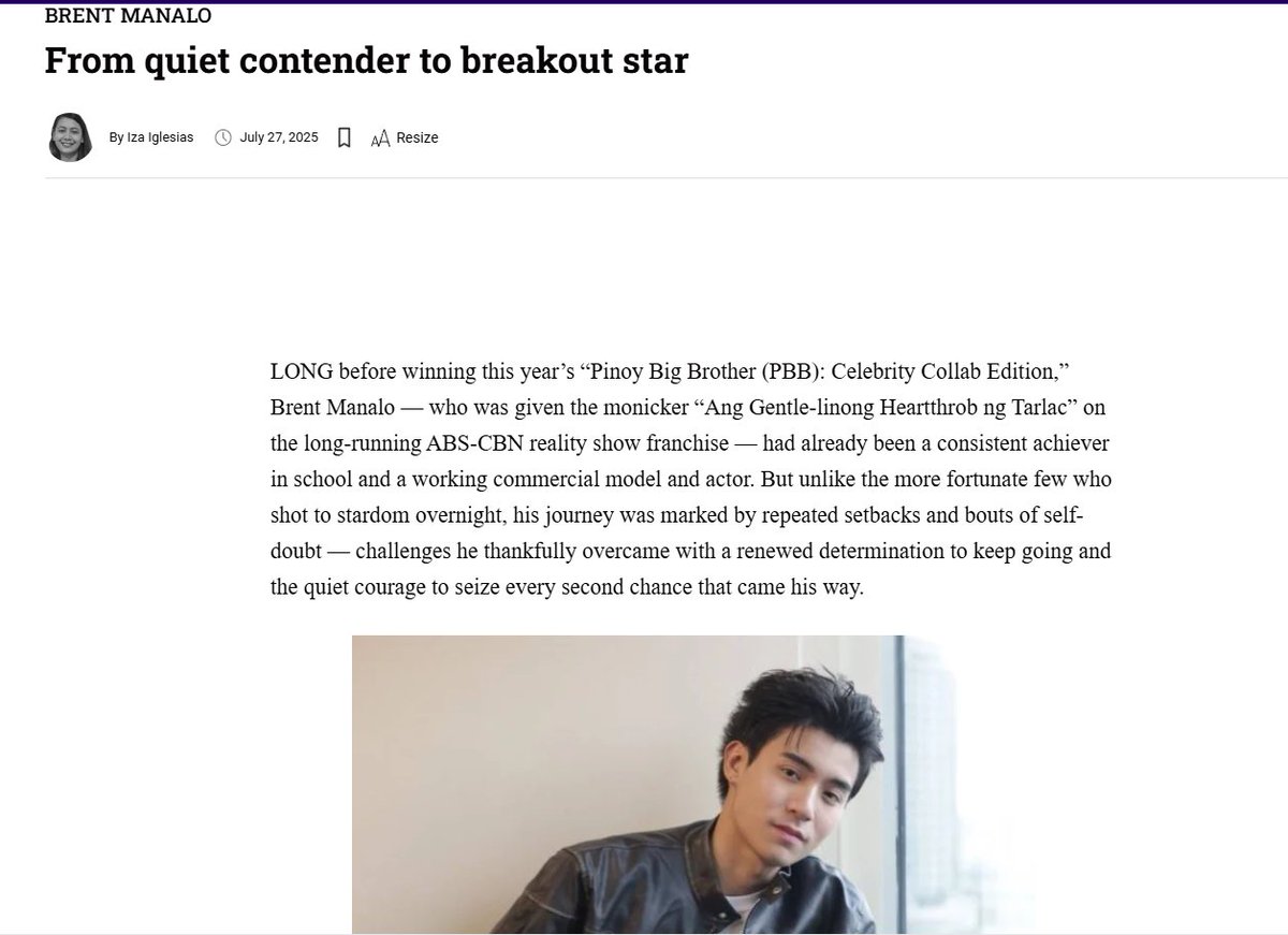chaconens's tweet image. I think this is first article of Brent I've read until the end. It was so good. Honestly. Habang nagbabasa ako, I paused, then sobbed.
I'm really really proud of him. I'm so grateful na he didn't let his weaknesses rule his decision to enter the house 馃ス my forever BIG WINNER!