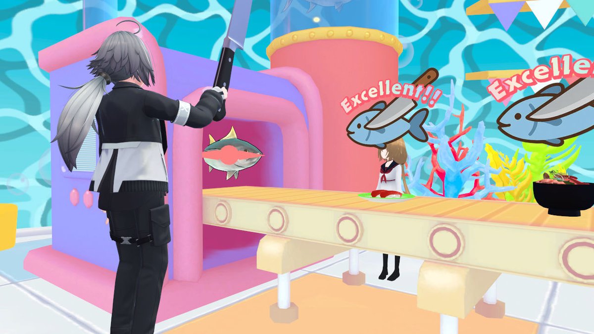 kirinagare_vrc's tweet image. 前回のVketの後、ふるさと納税でネギトロ丼を注文しました
今回は冷凍庫の空きスペースが確保できたら、しらす丼を注文します
コンベアで流れてくるマグロを捌くゲームは難しかったっす
#Vket焼津市