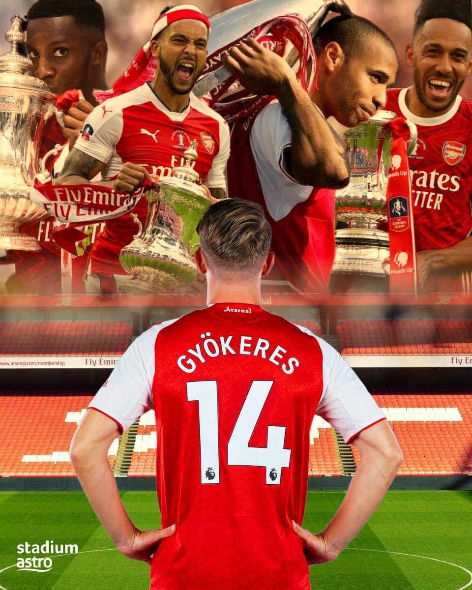 stadiumastro's tweet image. Every Gunner that has ever worn the number 14 shirt in recent history, have all won a 饾椇饾棶饾椃饾椉饾椏 饾榿饾椏饾椉饾椊饾椀饾槅 with The Arsenal 馃弳
No pressure, Viktor Gy枚keres 馃槵