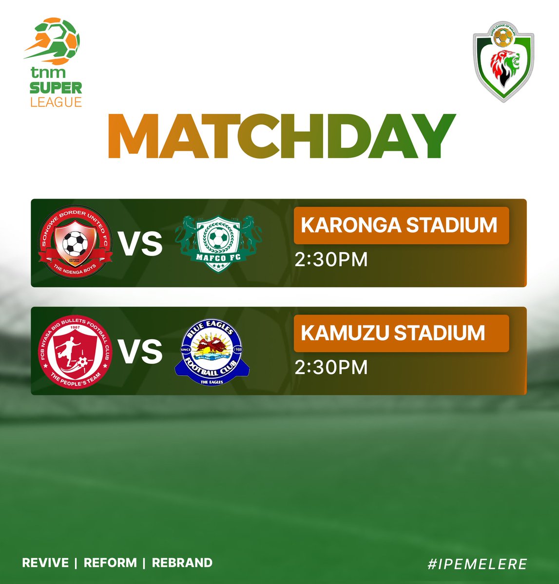 Each Matchday is a battle for maximum points.
Another day, the same mission, who will clinch the three points today?⚽⚽⚽🔥🔥
#matchday 
#ipemelere 
#TNMSuperLeague 
#malawitopflightleague
