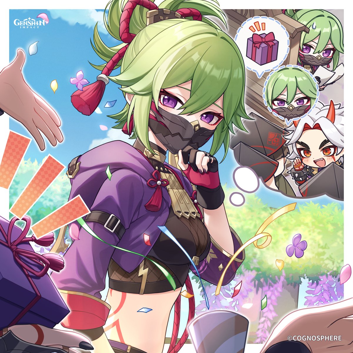 Happy Birthday, Kuki Shinobu!
#GenshinImpact #KukiShinobu 

The way they're sneaking up behind me... Yeah, they're definitely planning a birthday surprise.
Days of scheming and plotting only to get caught red-handed at the last second... Well, I guess the boss and the boys are
