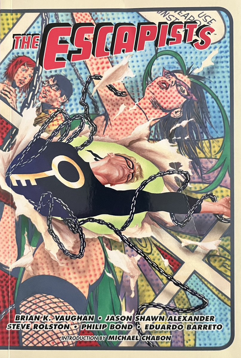 PowerCosmic13_'s tweet image. Just finished rereading The Escapists by Brian K Vaughan, Jason Shawn Alexander, and Steve Rolston (and others)! A quick, fun story about corporate greed vs the love of comics. And Kavalier & Clay might be my favourite book ever! Every comic fan should read it!