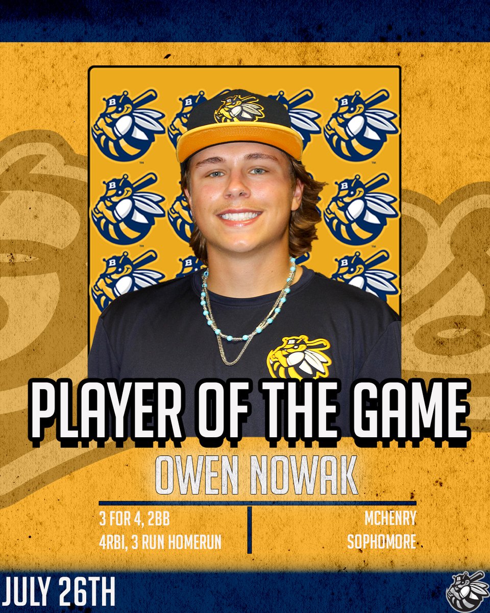 Owen Nowak is your July 26th Player Of the Game!!

The McHenry Sophomore started the game with a three-run home run in the first inning. He finished with three hits and four RBI, while working two-walks.