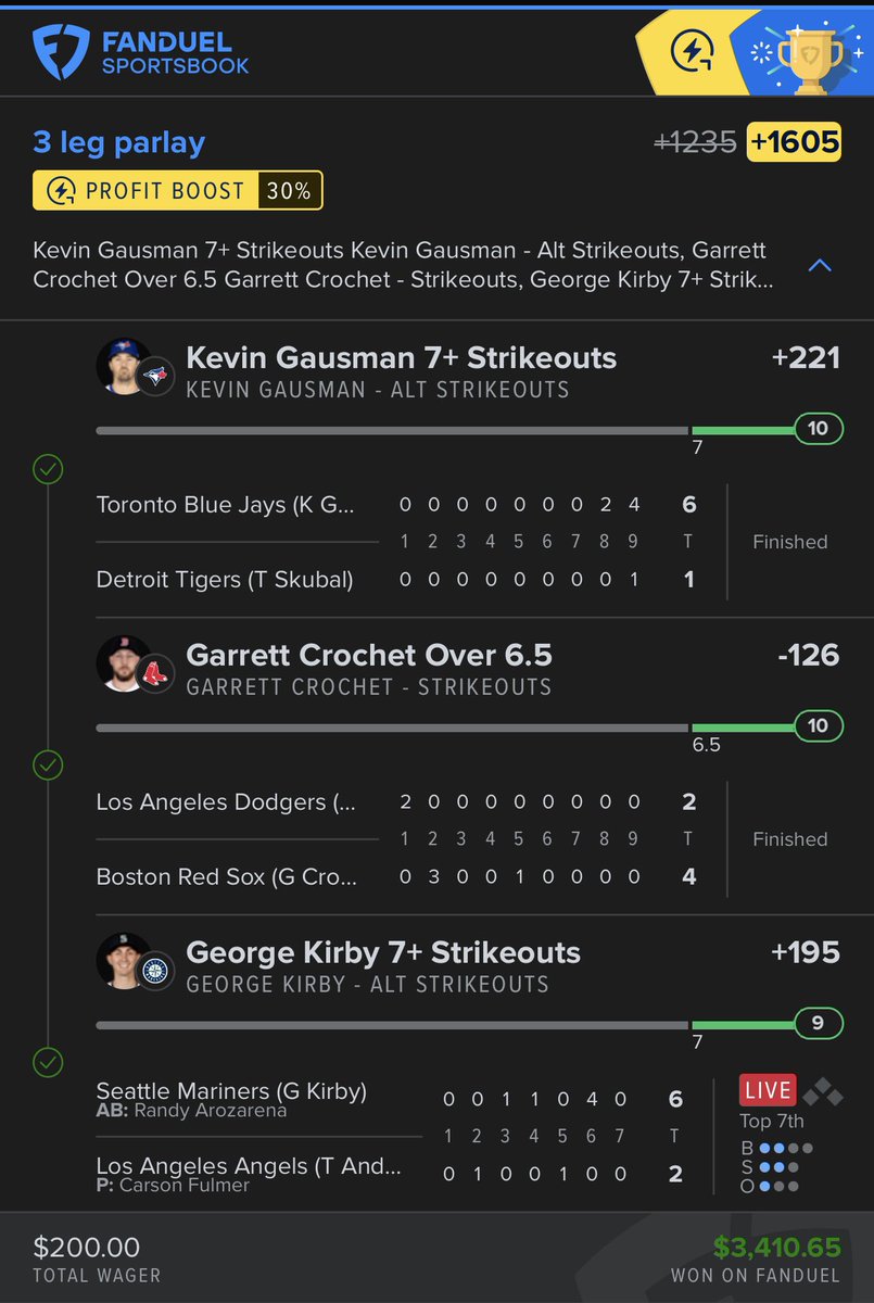 snowman_sports's tweet image. NO FUCKING WAY CASH IT ALL!!!!! ☃️⚾️🤑✅

George Kirby strikes out the side to bang!!

Crochet Kirby and Gausman are Fucking GOATED!!!

7s +1605 ✅

8s +4600 ✅

9s +28700💎✅🤑

40k night the biggest win of my life 

All cooked up live on stream everyday twitch.tv/snowmansports