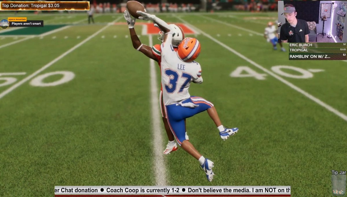 Zoom in on the Florida players arm... 

COME ON MAN!! THIS TURNED INTO A DEFLECTION AND FLORIDA INTERCEPTED IT...🤬