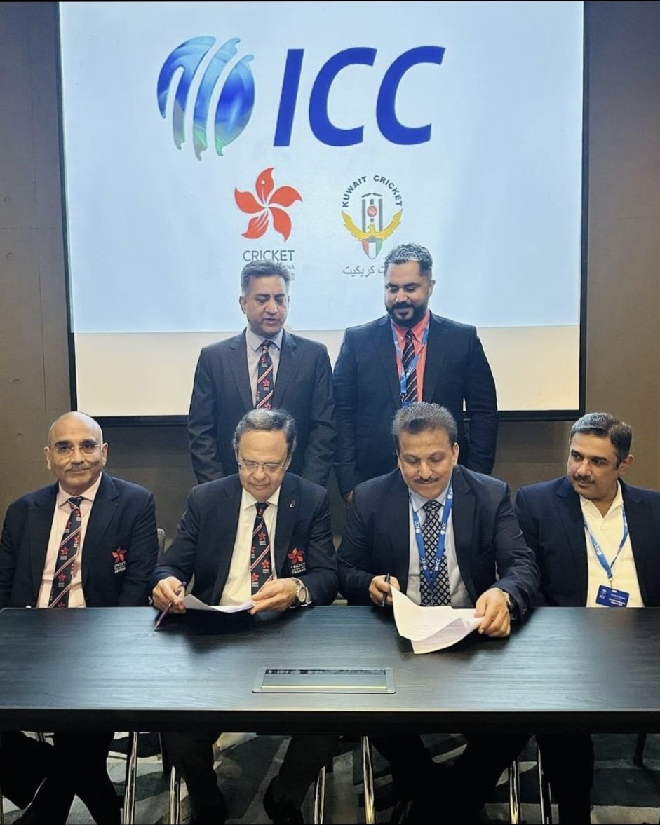 CricketHK's tweet image. Historic MOU Signed Between Hong Kong China Cricket &amp;amp; Kuwait Cricket at ICC Annual Conference in Singapore

July 21, 2025 — In a landmark moment for Associate cricket development, a Memorandum of Understanding (MoU) was officially signed between Hong Kong China Cricket and Kuwait…