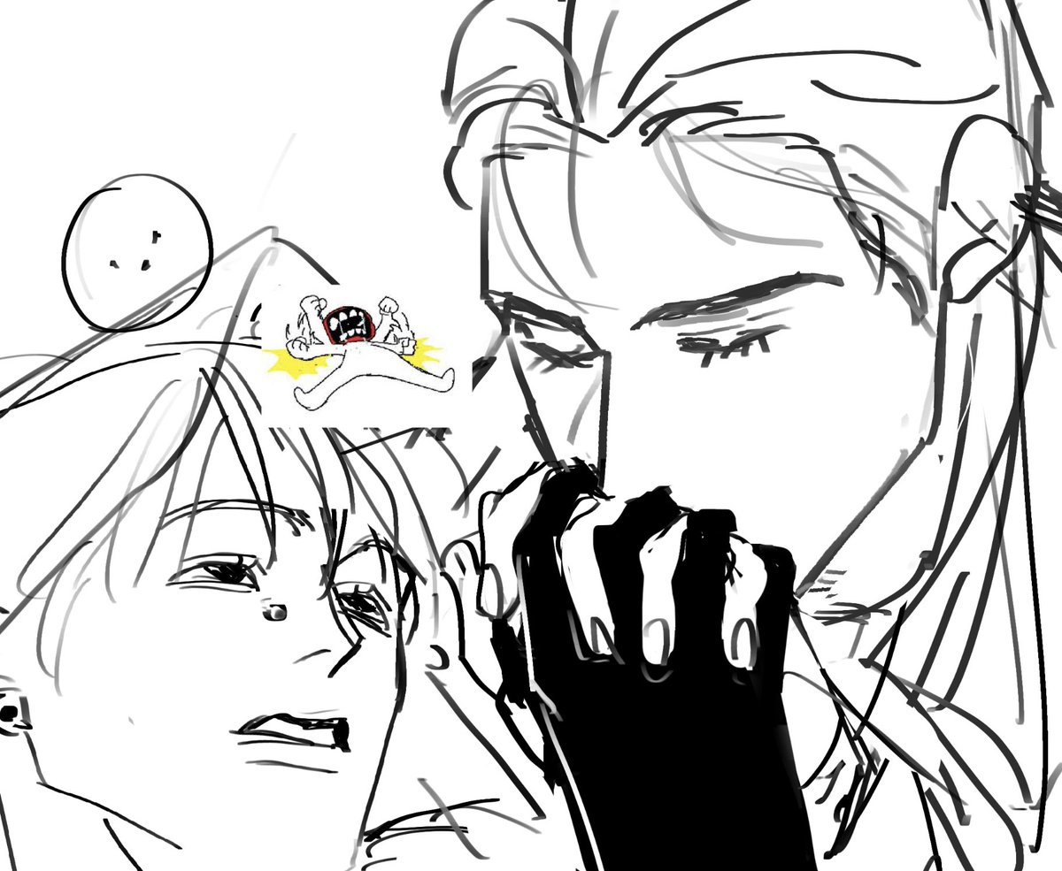 greatjinh's tweet image. When I say fuck shj while drawing, I don’t mean it in the 😏 way I mean it in the I hope he gets whacked with a brick type of way . Why is this man so hard to draw can you make my life a little bit easier and shave your head? Thank you