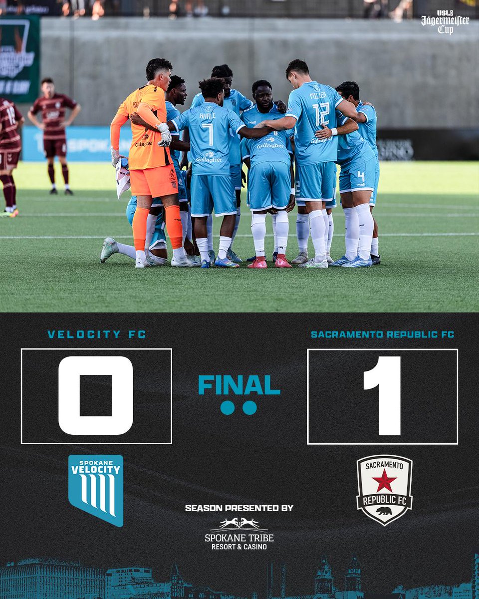 SpokaneVelocity's tweet image. Final score vs. Sac Republic
#SPKvSAC #LeagueOne #LetsGoSpo #UpTheFalls #WelcomeToTheEdge #UnfinishedBusiness #USLJägermeisterCup