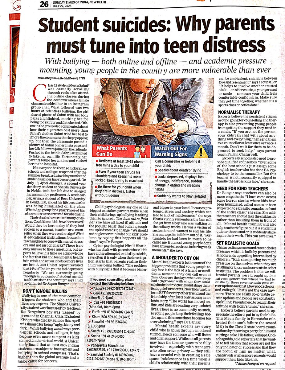 Both parents and schools should take extra care while dealing with children of today. Children face multiple issues, challenges and obstacles in today's rat race competition to perform better.Teachers and School Heads may read if time permits.