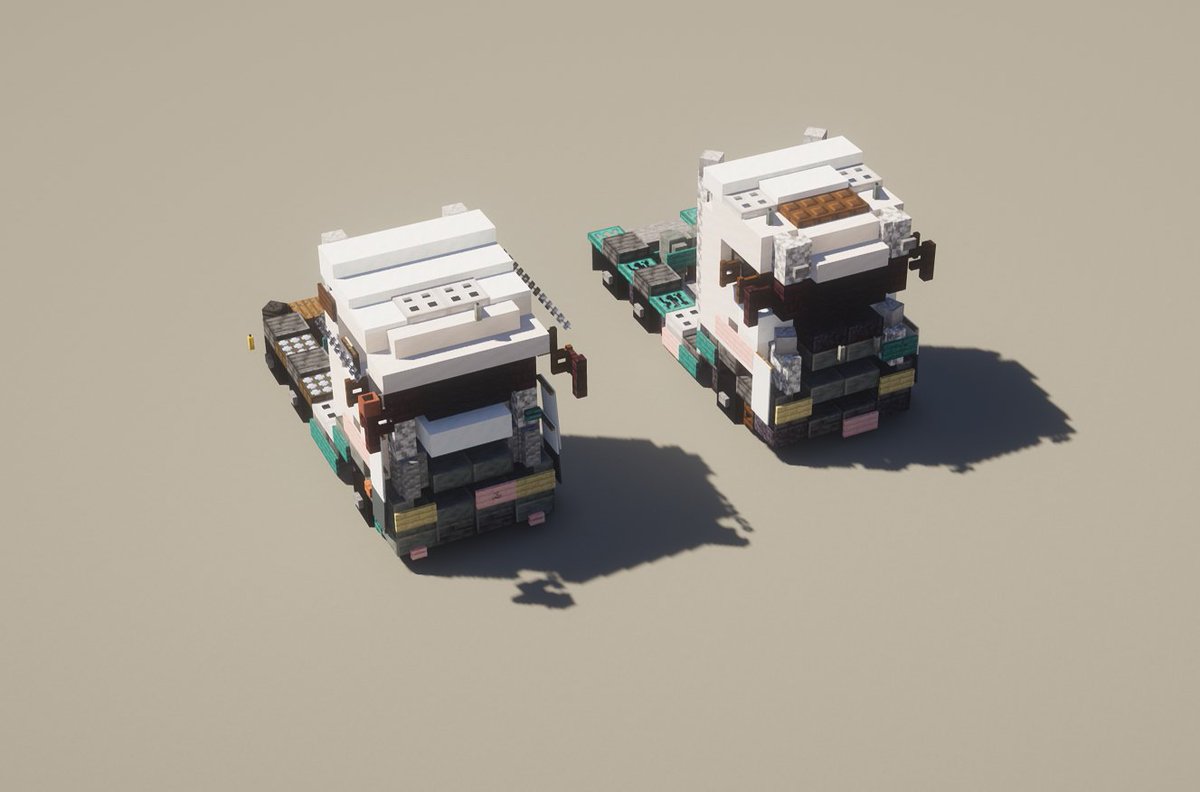 忙里偷闲做了两辆卡车
左奔驰axor  右斯堪尼亚770s

忙しい中、時間を作ってトラックを2台作りました
左がメルセデス・ベンツ アクソル、右がスカニア 770Sです

#Minecraftbuilds #minecraft建築コミュ #Minecraft