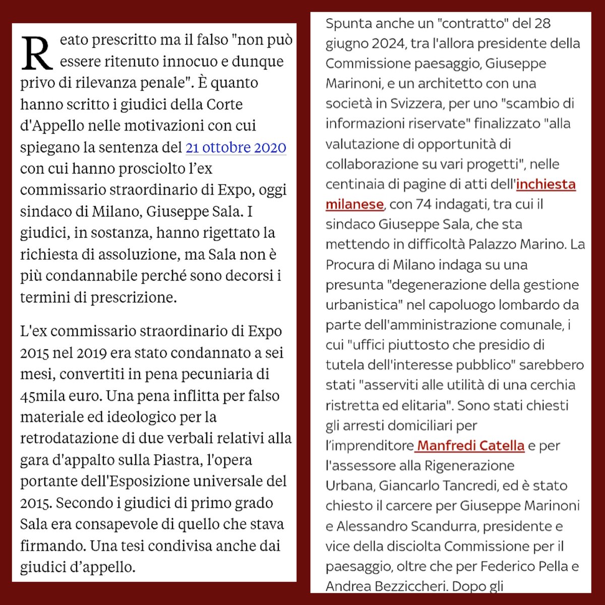 sborzu's tweet image. Probabilmente è solo cattiva sorte.
Però, dopo essere stato dichiarato colpevole per gli affari edilizi per Expo di Milano, oggi torna nelle aule giudiziarie per nuovi affari edilizi.
#Sala #Milano #Urbanization #inchiesta