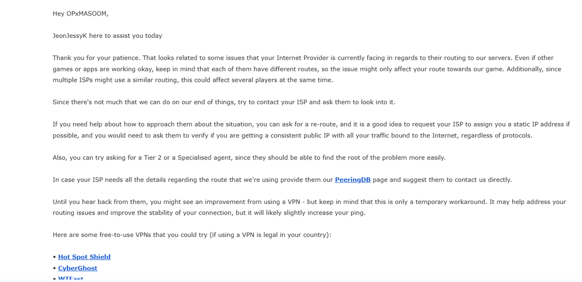 Fenil077's tweet image. It’s already been over 5 days since I raised the issue, and waiting frim
I also contacted Valorant (Riot Games) support.They confirmed the issue is not from their side, but with the ISP routing.
Please escalate this to your Tier 2/Network team ASAP.
#JioFiber #PacketLoss