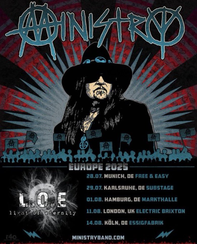 Light of Eternity is opening for Ministry in Germany next week🔥🇩🇪🔥
#KillingJoke #PaulFerguson #BigPaul #BigPaulFerguson #industrial #Ministry 

lightofeternity.com/shows-2025