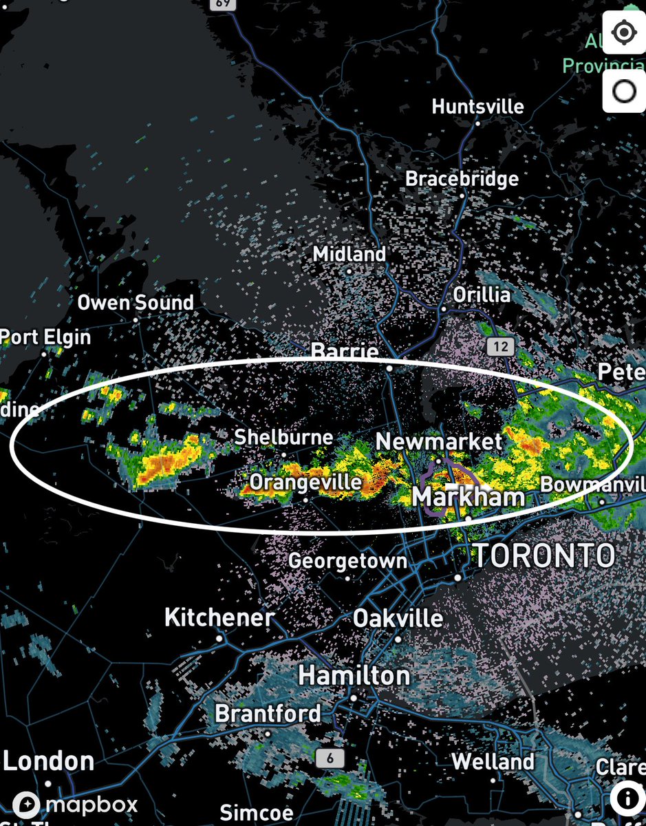 IWeatherON's tweet image. #ONStorm #ONwx This area stretching from Hanover through Orangeville and York Region has been seeing steady thunderstorms over the past few hours.

Wouldn’t be surprised if there is some localized flooding in this area as radar is estimating 50-100mm has fallen and it shows no…
