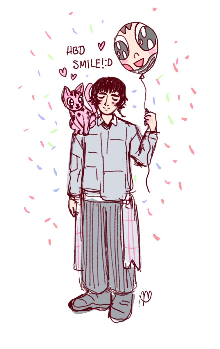 andreita_jpeg's tweet image. managed to doodle something JUST as the day was ending !!  thank you for making music to live our lives to @porterrobinson 🩷🍎 happy 1st birthday, SMILE! :D