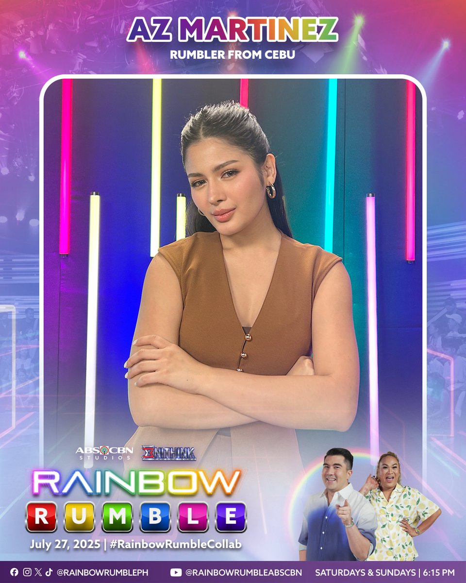 RainbowRumblePH's tweet image. Game na game na si AZ Martinez, ang &quot;Miss Sunuring Daughter ng Cebu,&quot; pero swertehin kaya siya at maka-abante? #RainbowRumbleCollab 🌈💪🏻

Abangan ang PBB Kapuso Housemates sa #RainbowRumble ngayong Linggo, 6:15PM sa Kapamilya Channel, Kapamilya Online Live, A2Z, at AllTV.